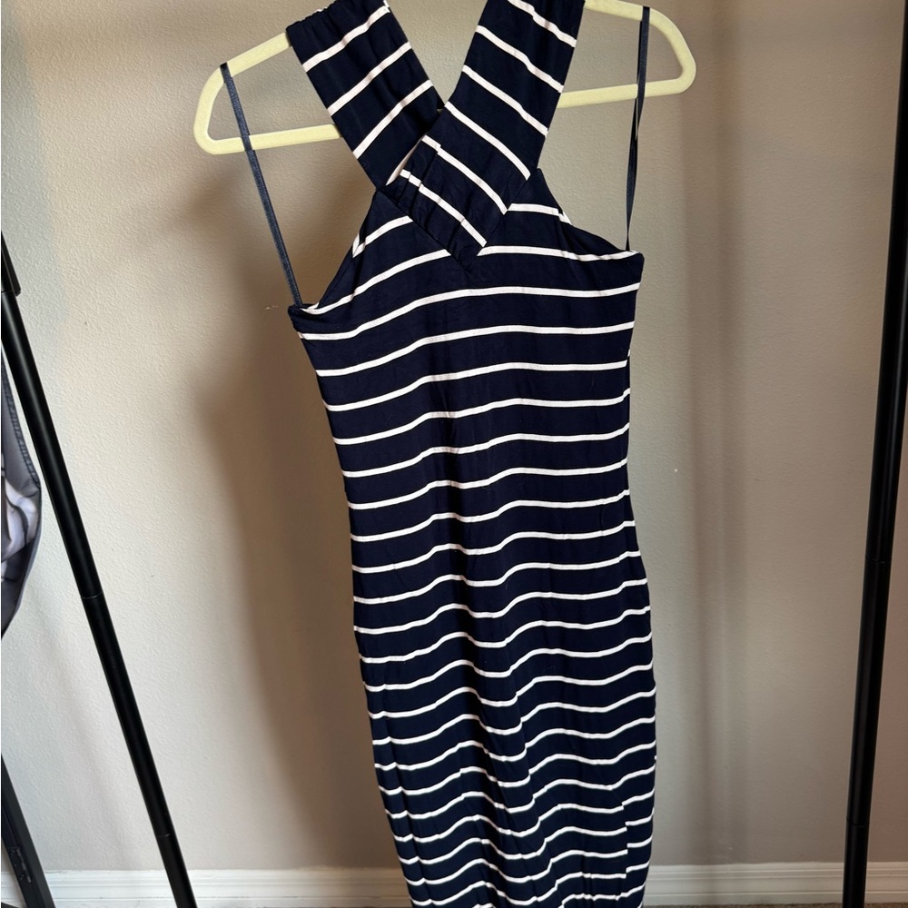 Ted Baker Strapless Navy and White Dress